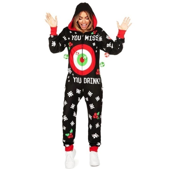 Tipsy Elves “You Miss You Drink” Target Onesie – Medium w/ Velcro Balls - Picture 1 of 11